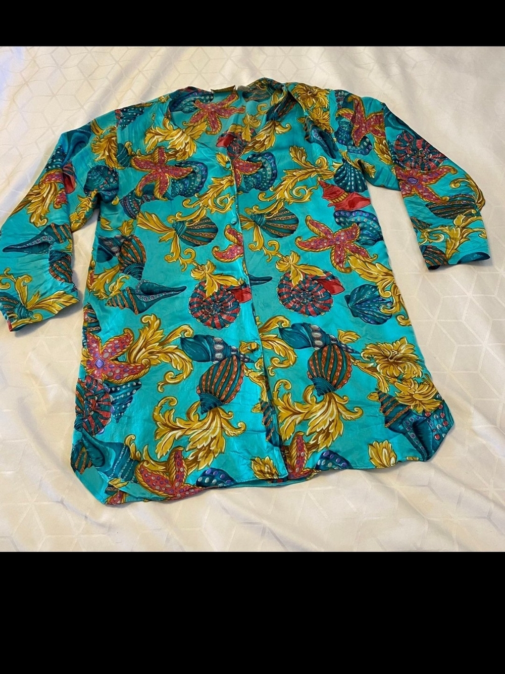Victoria's Secret Turquoise Shell & Gold Accent Silk Top